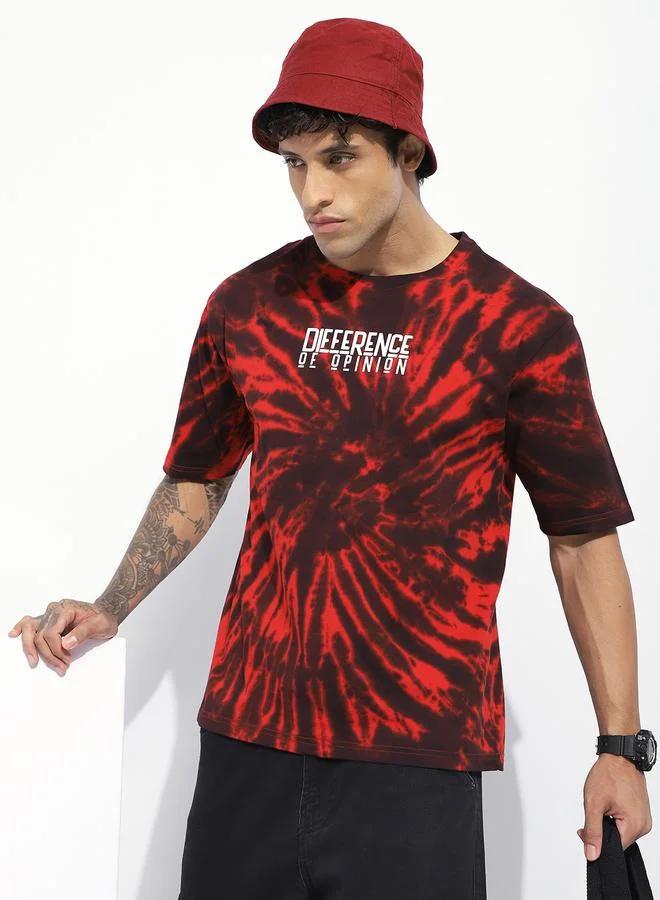 Difference of Opinion Men Oversized Tie Dye All Over Print T-Shirt
