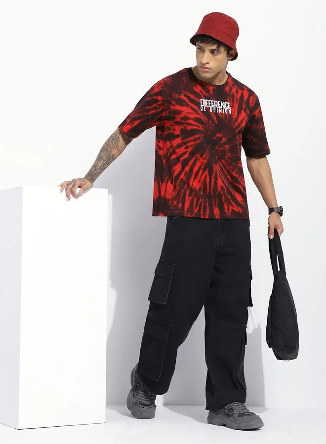 Difference of Opinion Men Oversized Tie Dye All Over Print T-Shirt