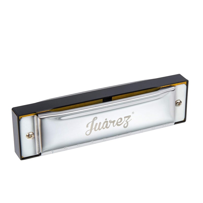 Juarez Azüre 10 Hole 20 Tone Diatonic Harmonica Key of C Scale | Mouth Organ | Cover - Stainless Steel | Comb - ABS | Reed - Phosphor Bronze with Cloth & Case - Image 4