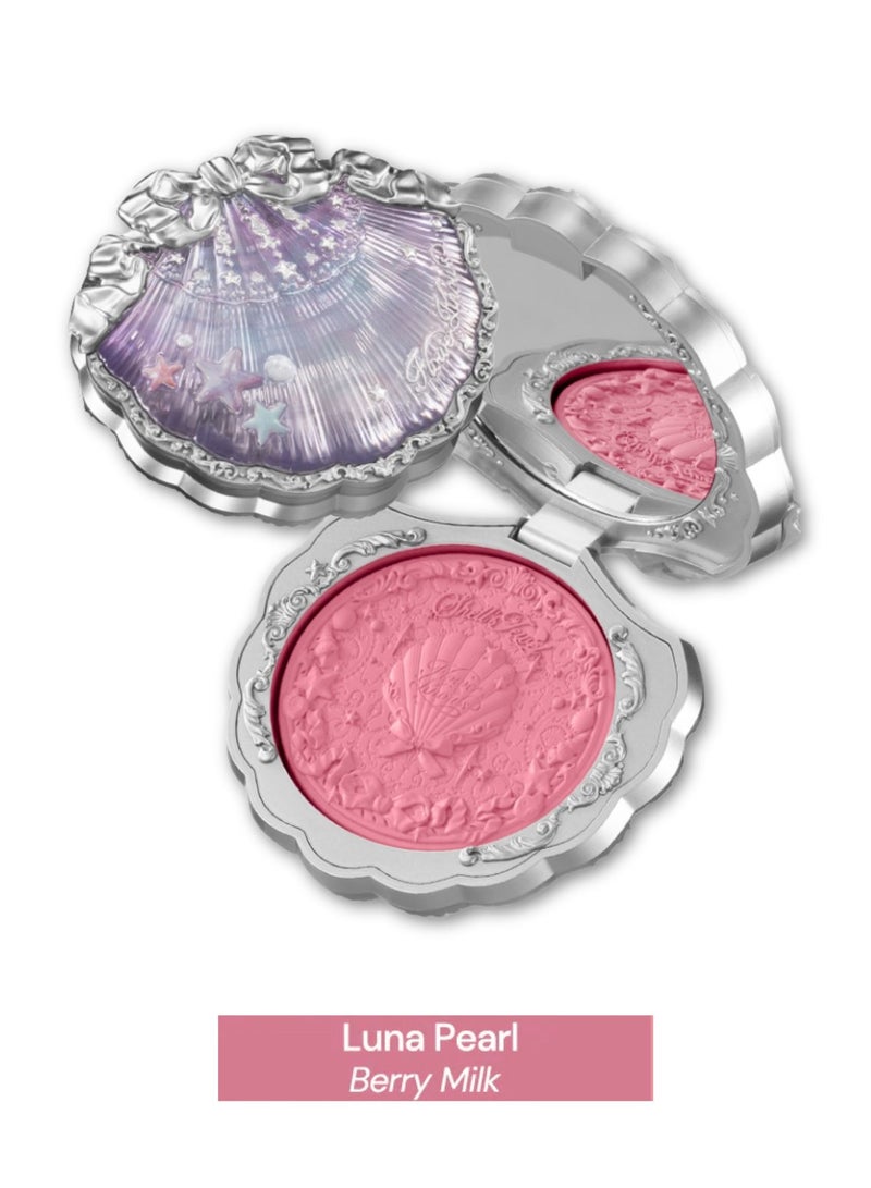 Flower Knows Shell's Jewel Silk Satin Blush – Long-Lasting Cheek u0026 Highlight Duo with Vitamin E - 02 Luna Pearl - Image 1