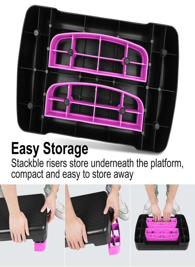 HaoKang Height-Adjustable 4"-6" Step Aerobics Platform Fitness Equipment Stepper Trainer Exercise Step Platform with 2 Riser - Image 4