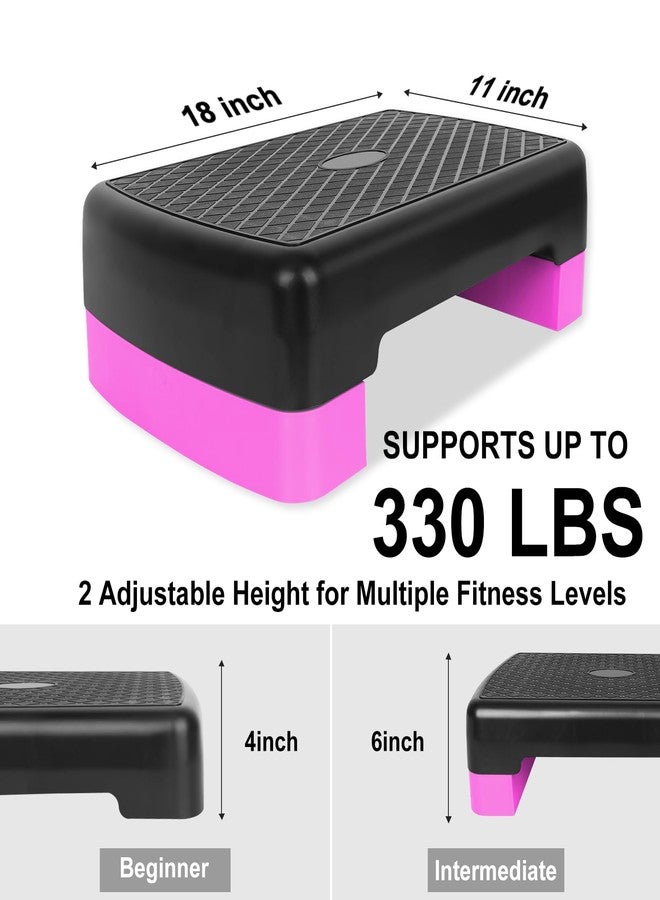 HaoKang Height-Adjustable 4"-6" Step Aerobics Platform Fitness Equipment Stepper Trainer Exercise Step Platform with 2 Riser - Image 2