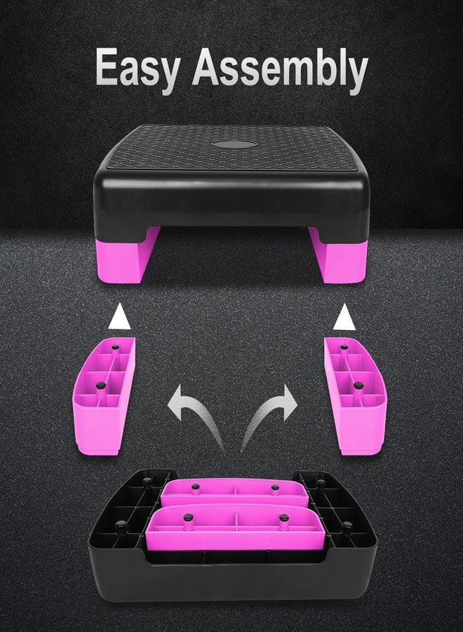 HaoKang Height-Adjustable 4"-6" Step Aerobics Platform Fitness Equipment Stepper Trainer Exercise Step Platform with 2 Riser - Image 3