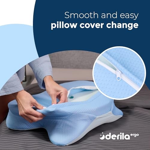 Derila Ergo Pillowcase Cervical Neck Pillow for Sleeping Pillow Case Contour Memory Foam Pillows for Back, Side Sleeper (Pillowcase - 21.25 x 14.17 x 4.72 in) Pillow Case only - Image 5