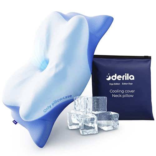 Derila Ergo Pillowcase Cervical Neck Pillow for Sleeping Pillow Case Contour Memory Foam Pillows for Back, Side Sleeper (Pillowcase - 21.25 x 14.17 x 4.72 in) Pillow Case only - Image 1