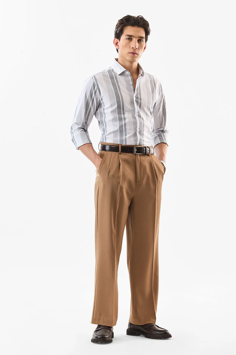 SNITCH White Striped Long Sleeve Slim Fit Formal Luxe Shirt