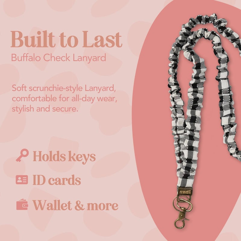 ANDI Neck Lanyard For Women - Scrunchie Cute Lanyard for Keys, Id Card Holder, Wallet - Aesthetic Long Lanyard (Buffalo Check) - Image 3