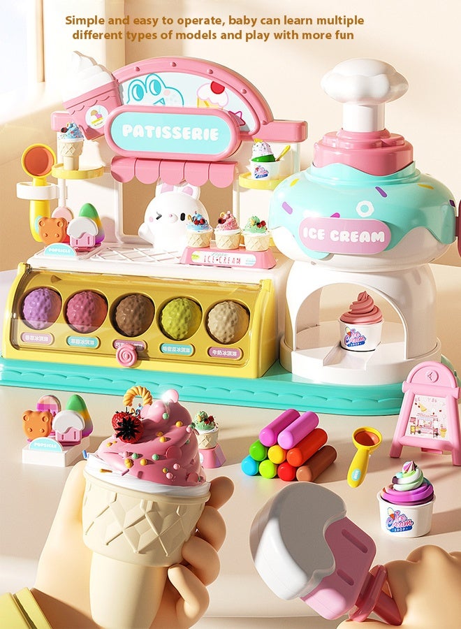 Fun Colored Clay Ice Cream Machine - Kids' Kitchen Set with 24 Colored Clay Pieces, DIY Pretend Play Ice Cream Shop, Music Function, Toddler & Preschooler Toy, Household Toy for 3-6 Year Old Girls & Boys, Plasticine Mold Tool Set, Educational Play Kitchen Accessories - Image 5