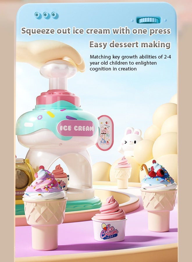 Fun Colored Clay Ice Cream Machine - Kids' Kitchen Set with 24 Colored Clay Pieces, DIY Pretend Play Ice Cream Shop, Music Function, Toddler & Preschooler Toy, Household Toy for 3-6 Year Old Girls & Boys, Plasticine Mold Tool Set, Educational Play Kitchen Accessories - Image 3