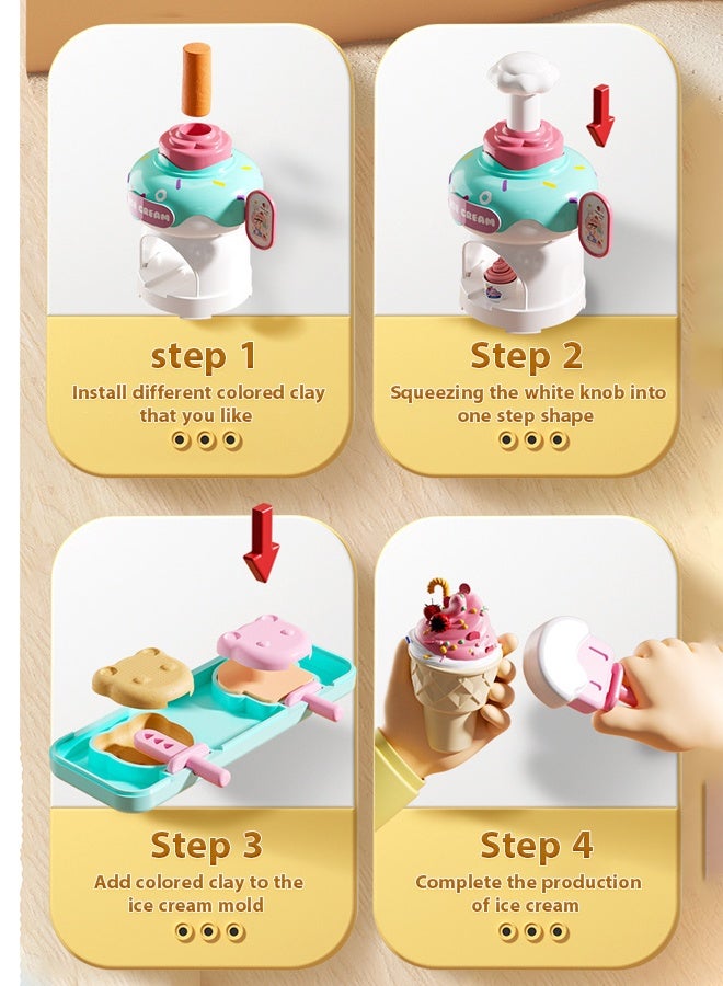 Fun Colored Clay Ice Cream Machine - Kids' Kitchen Set with 24 Colored Clay Pieces, DIY Pretend Play Ice Cream Shop, Music Function, Toddler & Preschooler Toy, Household Toy for 3-6 Year Old Girls & Boys, Plasticine Mold Tool Set, Educational Play Kitchen Accessories - Image 4