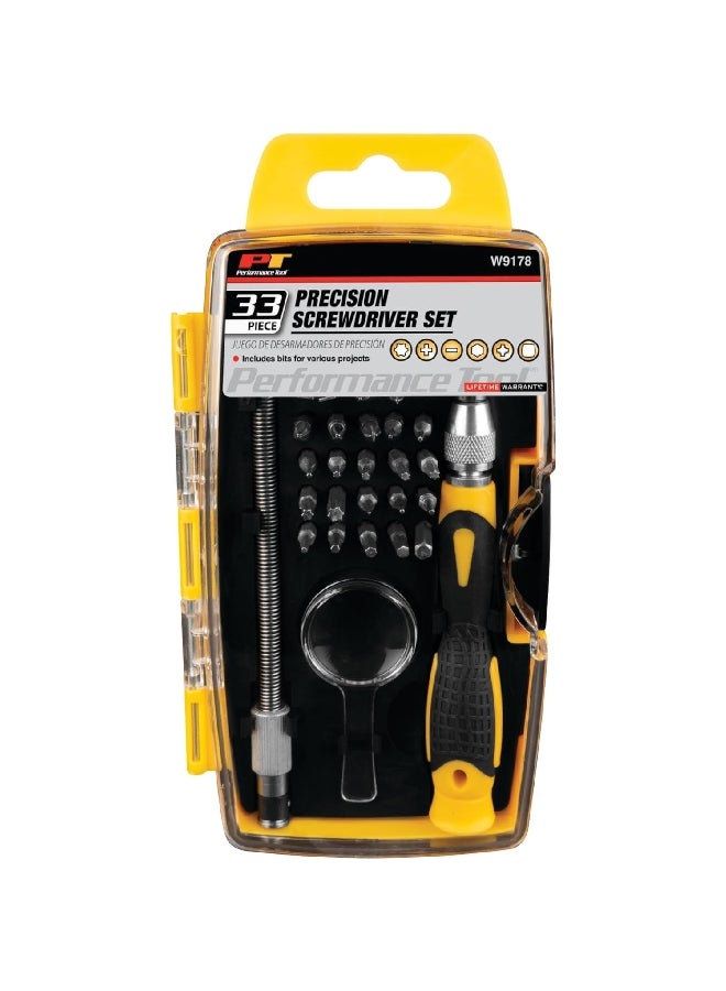 بيرفورمانس تول طقم مفك دقيق 33 قطعة متعدد الألوان 16.764 × 8.382 × 3.556 سم W9178 - Image 1