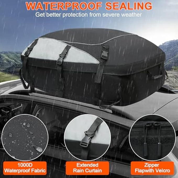 rayihni Car Rooftop Cargo Carrier Roof Bag car roof Cargo Carrier Waterproof car roof Bag (15 Cubic Feet) - Image 3
