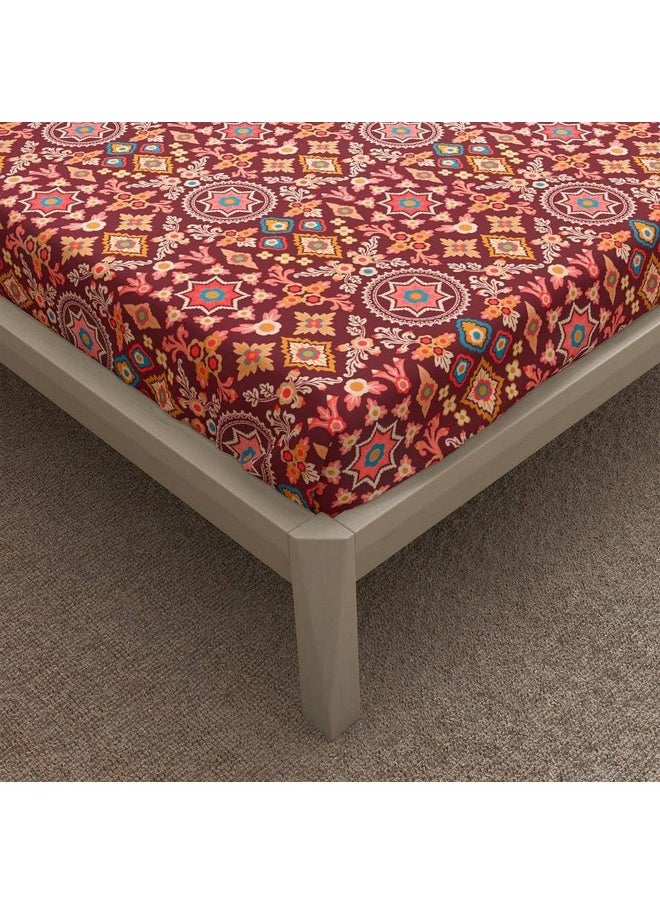 Wakefit - Wakefit Bedsheet for King Size, Bedsheet for Double Bed King Size, Elastic Bedsheets for King Size Bed, 144 TC 100% Cotton with 2 Pillow Covers (Elastic Fitted Sheet 78x72 : Hibiscus) - Image 1