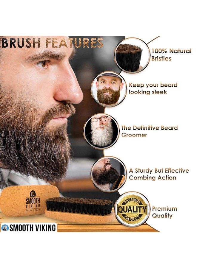 Smooth Viking Beard Care فرشاة لحية وشعر شنب من شعير الخنزير فرشاة لحية للرجال مثالية لتربية وصيانة اللحية والعناية بالشعر الوجه هدية - Image 4
