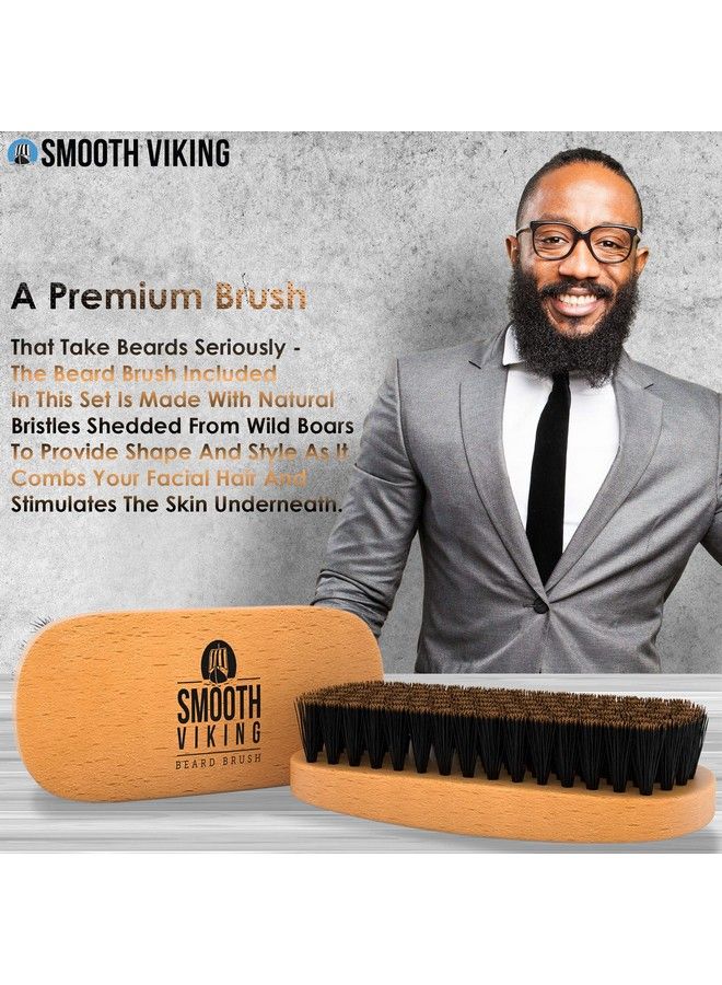 Smooth Viking Beard Care فرشاة لحية وشعر شنب من شعير الخنزير فرشاة لحية للرجال مثالية لتربية وصيانة اللحية والعناية بالشعر الوجه هدية - Image 5