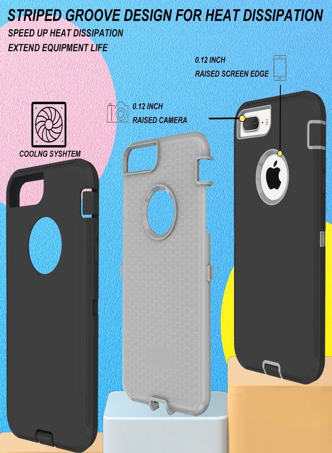 ONOLA Compitable with iPhone 8/7 Plus Case with HD Screen Protector, [2 in 1 ] Heavy Duty Protection Phone Case for (Black Grey, iPhone 8/7 Plus) - Image 4