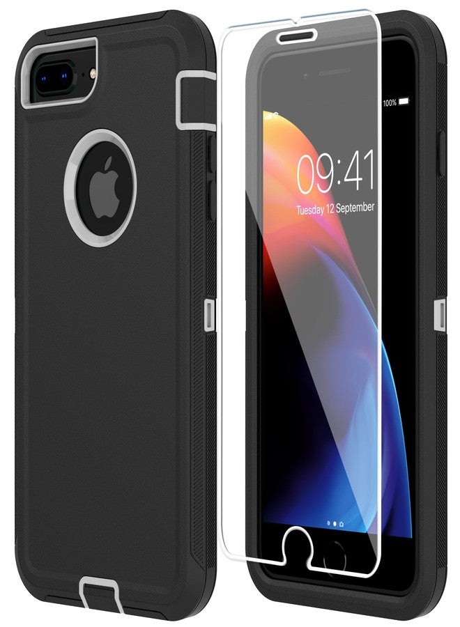 ONOLA Compitable with iPhone 8/7 Plus Case with HD Screen Protector, [2 in 1 ] Heavy Duty Protection Phone Case for (Black Grey, iPhone 8/7 Plus) - Image 1
