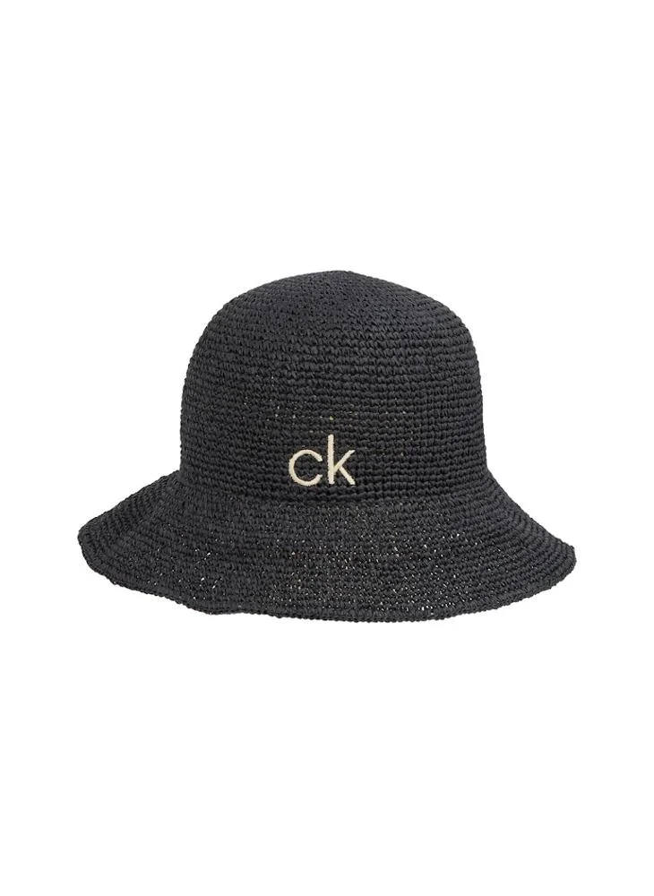 CALVIN KLEIN Wide Brim Straw Bucket Hat