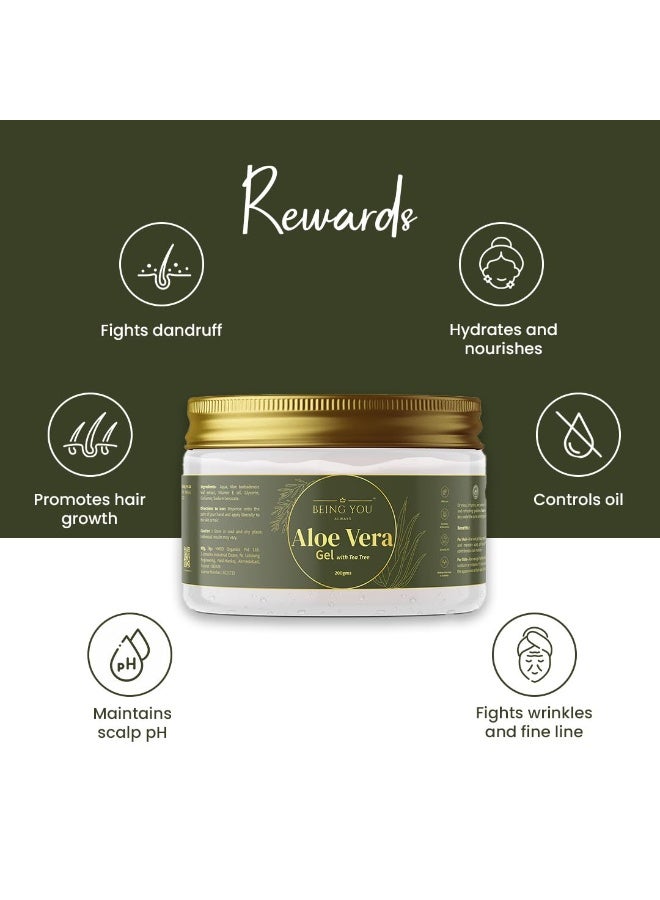 Being You- Always Aloe Vera Gel with Tea Tree Oil & Vitamin E for Skin, Face and Hair | Helps to Repair and Smoothens Hair | Relax and Renew your Skin and Scalp |Paraben Free & Sulphate Free - 200 Gm - Image 2