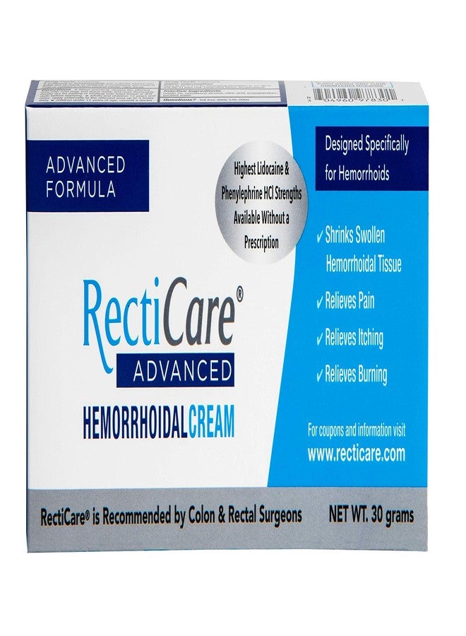 Recticare Advanced Hemorrhoidal Cream: Advanced Treatment to Shrink & Soothe Hemorrhoids - Itch, Pain, Burn Relief - 30g Hemorrhoidal Cream with Lidocaine - Image 1