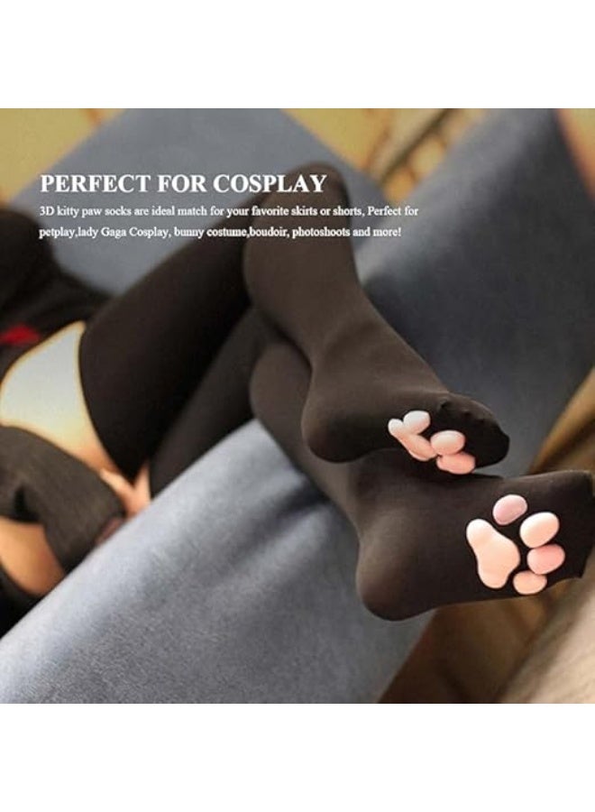 HZYH Cat Paw Pad Socks,Thigh High Socks,Pink Cute 3D Kitten Claw Stockings for Women Girls Cosplay - Image 4