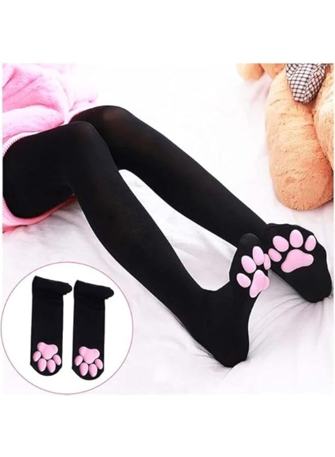 HZYH Cat Paw Pad Socks,Thigh High Socks,Pink Cute 3D Kitten Claw Stockings for Women Girls Cosplay - Image 3