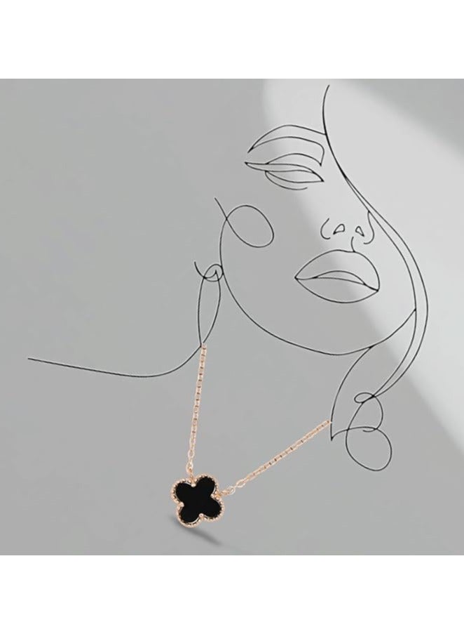 بونكا قلادة أزياء بونكا النسائية  سلسلة النحاسية حجر أسود - Image 3