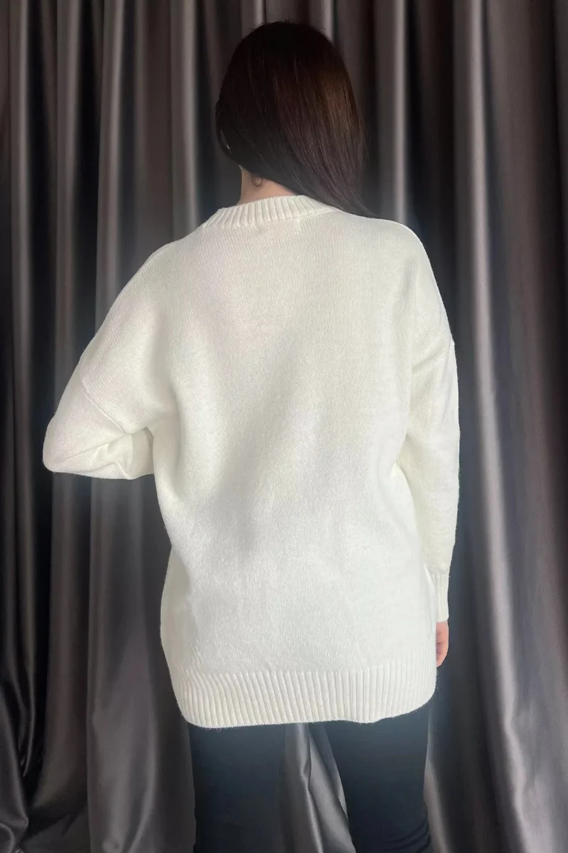 Gülseli Rose Applique Bear Women's Knitwear Sweater