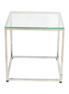 RIGID Stainless Steel End Table with Glass Top  55.5x53.5x53.5cm  - Image 4