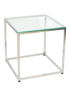 RIGID Stainless Steel End Table with Glass Top  55.5x53.5x53.5cm  - Image 3