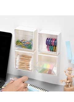 Excefore Wall Storage, 4 Pack Wall Mounted Holder Canisters Bathroom Wall Organizer, Dustproof Traceless Storage Box for Vanity, Refrigerator, Wall  - Image 4