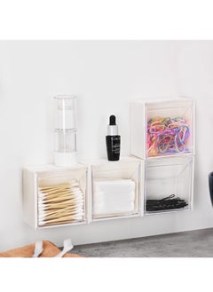 Excefore Wall Storage, 4 Pack Wall Mounted Holder Canisters Bathroom Wall Organizer, Dustproof Traceless Storage Box for Vanity, Refrigerator, Wall  - Image 2