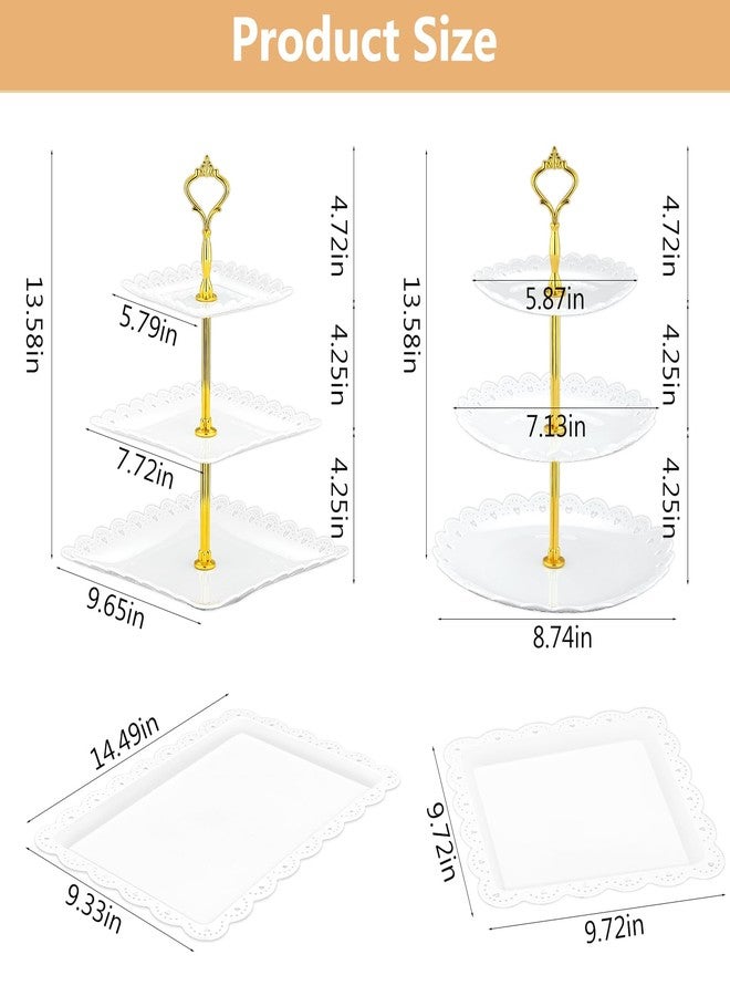Lazycorner 10 Pcs Cake Stand Dessert Table Display Set, 3 Tired Cupcake Stand Cookie Tray Rack Serving Tray Cake Display Tower for Wedding Baby Shower Tea Party - Image 2