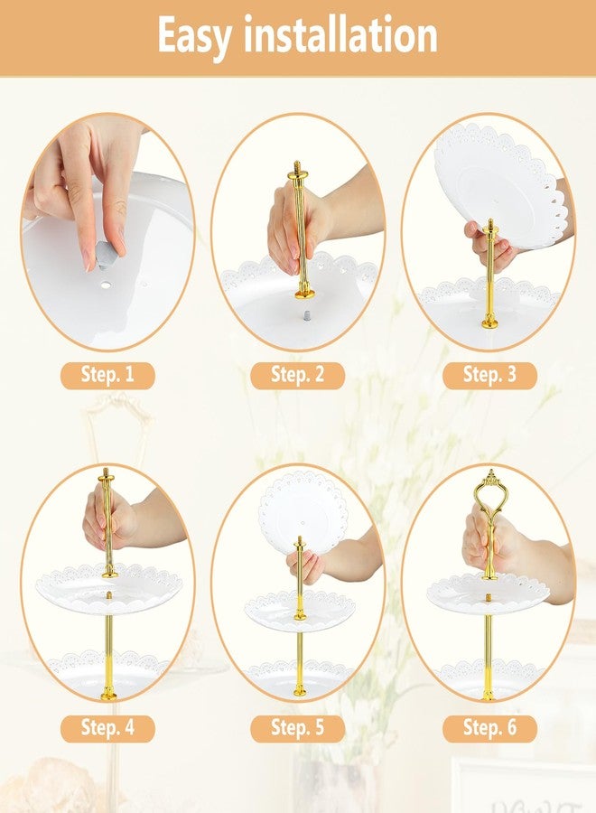 Lazycorner 10 Pcs Cake Stand Dessert Table Display Set, 3 Tired Cupcake Stand Cookie Tray Rack Serving Tray Cake Display Tower for Wedding Baby Shower Tea Party - Image 4