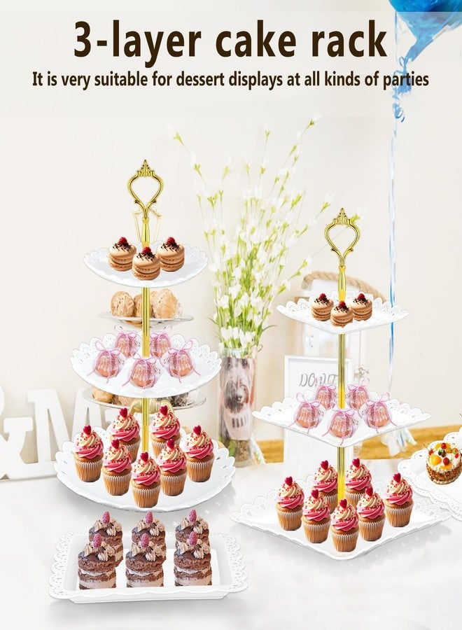 Lazycorner 10 Pcs Cake Stand Dessert Table Display Set, 3 Tired Cupcake Stand Cookie Tray Rack Serving Tray Cake Display Tower for Wedding Baby Shower Tea Party - Image 3