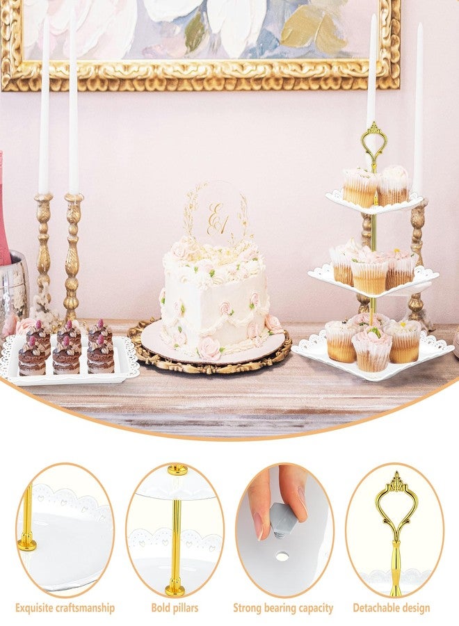 Lazycorner 10 Pcs Cake Stand Dessert Table Display Set, 3 Tired Cupcake Stand Cookie Tray Rack Serving Tray Cake Display Tower for Wedding Baby Shower Tea Party - Image 5