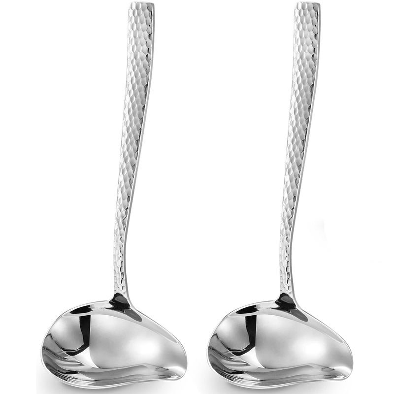 KEAWELL KEAWELL Louis Hammered 1810 Stainless Steel Sauce Ladle With Pouring Spout Great small sauce spoon for gravies and dressings 74 Inch Dishwasher Safe 2 