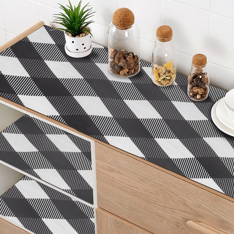 STYEVA Printed Anti-Slip Shelf Liner Mat Sheet for Drawers, Shelves, Tables, Cupboards, Fridge, Kitchen, Home, and Office - 45 CM X 5 M (White Check) - Image 2