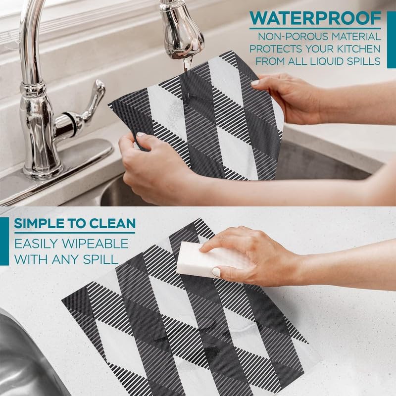 STYEVA Printed Anti-Slip Shelf Liner Mat Sheet for Drawers, Shelves, Tables, Cupboards, Fridge, Kitchen, Home, and Office - 45 CM X 5 M (White Check) - Image 4