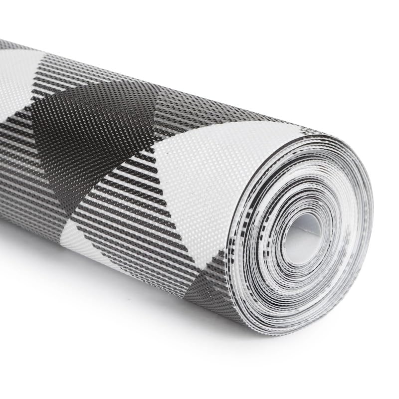 STYEVA Printed Anti-Slip Shelf Liner Mat Sheet for Drawers, Shelves, Tables, Cupboards, Fridge, Kitchen, Home, and Office - 45 CM X 5 M (White Check) - Image 1