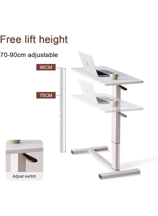 TRASSLE Overbed Bedside Table with Rolling Wheels 80x40x89.5cm C Shape Side Table Adjustable Height Hospital Bed End Table Sofa Large Laptop Side Table for Couch, Living Room (Black)  - Image 3