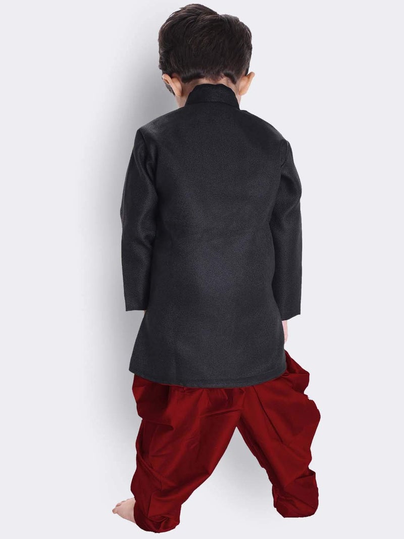 JBN Creation Boys Cotton Blend Black Sherwani and Dhoti Set - Elegance Redefined for Kids_VASBSW120MA_14 - Image 4