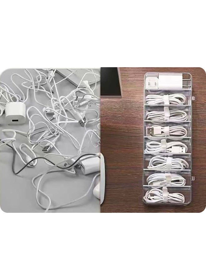 Chase Up Data Cable Organizer Box, Clear Electronics Organizer Boxes,Plastic Cable Management Box with 10 Wire Ties, 8 Capacity Acrylic Charger Organizer, Electronics Organizer for Office (with Lid) - Image 3