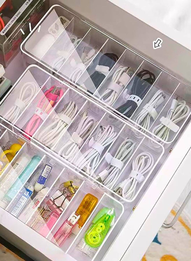 Chase Up Data Cable Organizer Box, Clear Electronics Organizer Boxes,Plastic Cable Management Box with 10 Wire Ties, 8 Capacity Acrylic Charger Organizer, Electronics Organizer for Office (with Lid) - Image 2