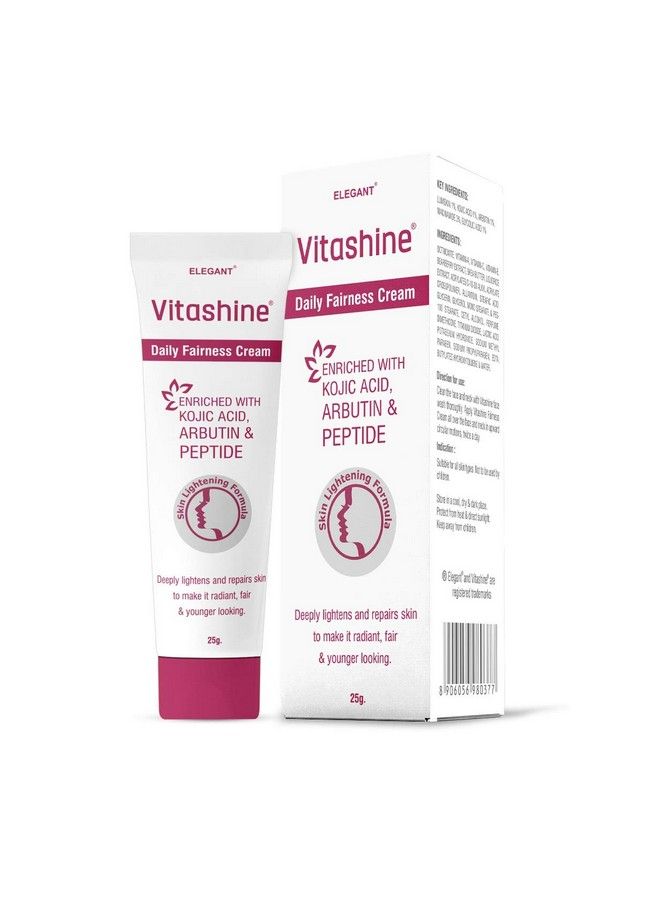 VITASHINE كريم تفتيح يومي لجميع أنواع البشرة 25 جرام مع حمض كوجيك وببتيد أربوتين والفيتامينات المتعددة؛ للرجال والنساء - Image 1