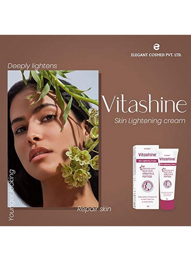 VITASHINE كريم تفتيح يومي لجميع أنواع البشرة 25 جرام مع حمض كوجيك وببتيد أربوتين والفيتامينات المتعددة؛ للرجال والنساء - Image 3