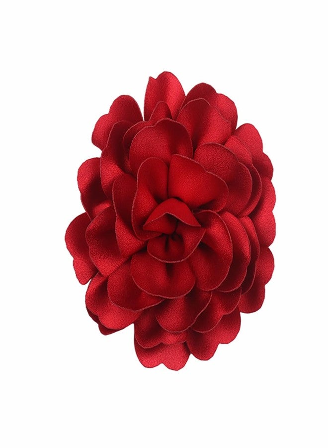 FUTIMELY Dainty Satin Fabric Rose Flower Large Brooch Pin Handmade Big Camellia Brooch Lapel Pins Wedding Party Dance Banquet Dress Suit Ceremony Clothes Accessories Jewelry Gifts for Women (Red) - Image 1