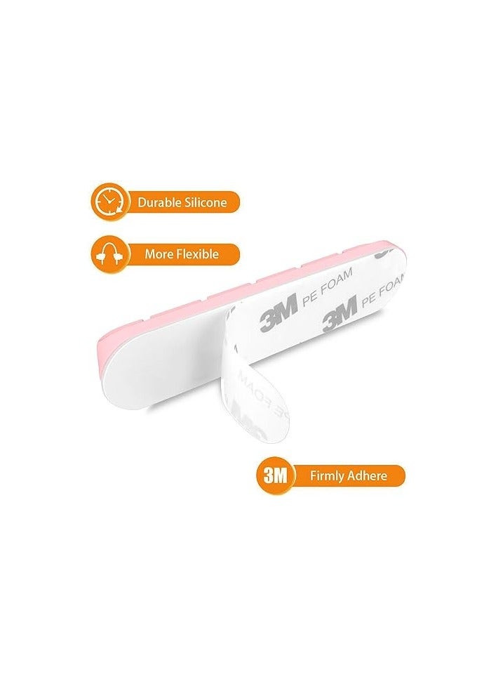 بروماس منظم كابلات ملحقات المكتب الوردي - حامل سلك وردي للمكتب، 5 عبوات (7-5-3-1-1 فتحات) مشابك كابلات للحبل - Image 2