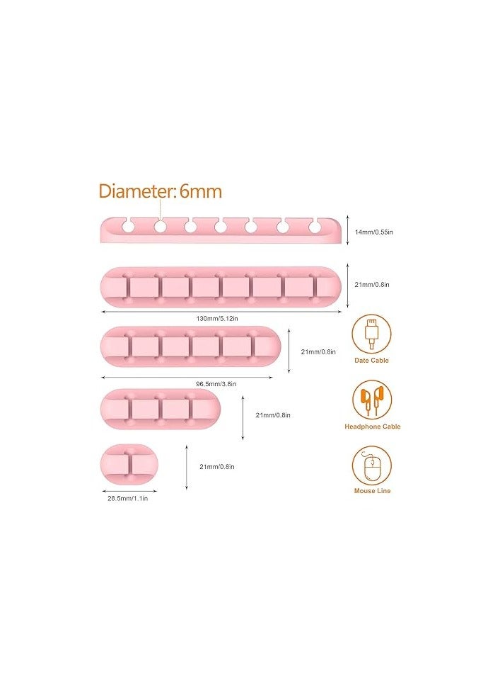 بروماس منظم كابلات ملحقات المكتب الوردي - حامل سلك وردي للمكتب، 5 عبوات (7-5-3-1-1 فتحات) مشابك كابلات للحبل - Image 3