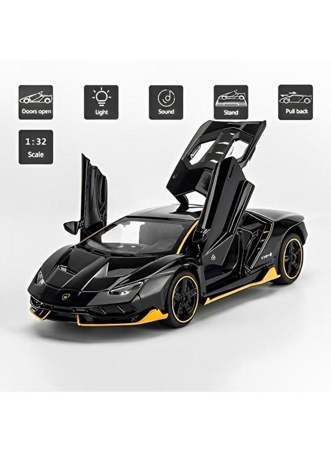 PRIME DEALS Lamborghini Car Toy Die-cast Metal Car Model Car Pull Back Super Car with Openable Doors with Sound and Light for Birthdays Gift Party Decorations for Kids Boys Girl 1:32 Scale, Black - Image 4